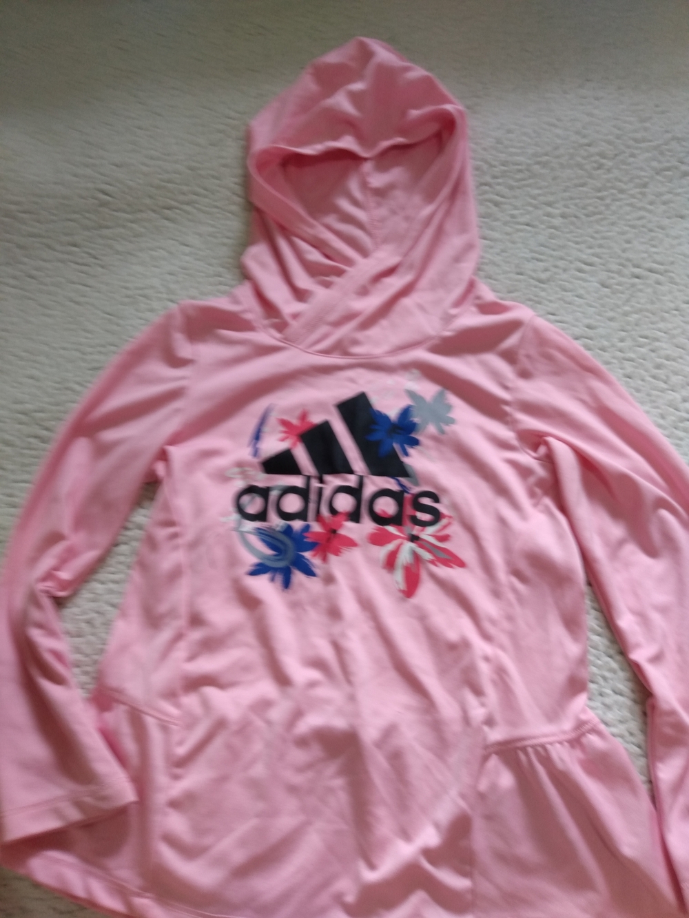 adidas Pink Floral Logo Hooded Top